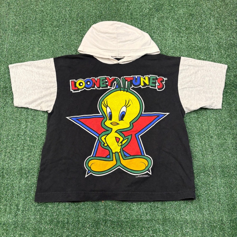 Vintage 90s Looney Tunes Tweety Bird Sun Sportswear Hooded T-shirt